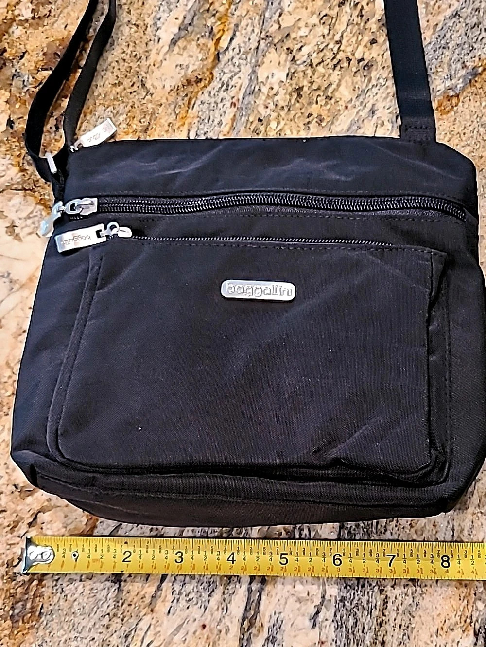 Baggallini Legacy Travel Triple Zip Bagg Black Crossbody Bag